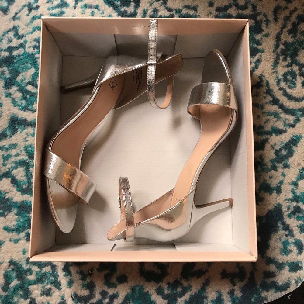 worn once! silver sandal heels